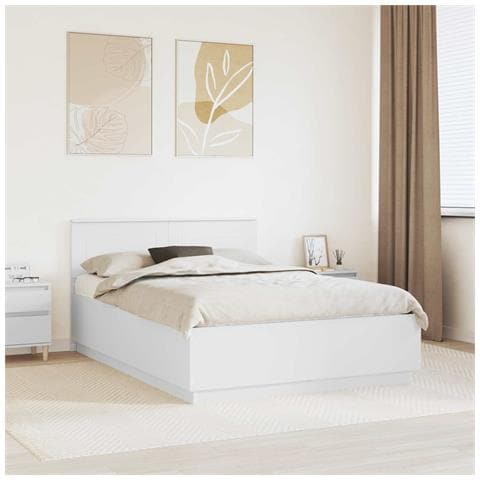 Struttura del letto Bianco 150 x 200 cm Legno multistrato - Foto 2