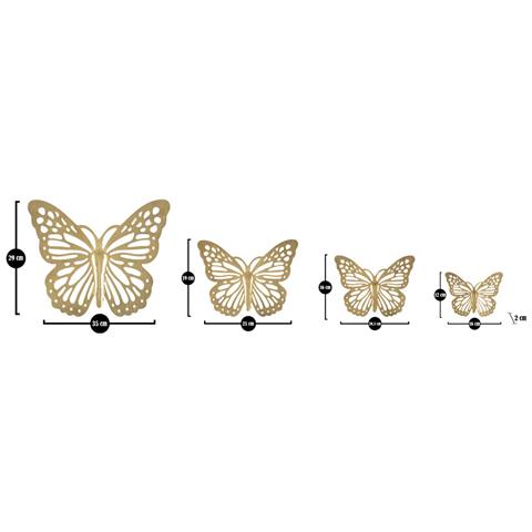 Set 4 Farfalle Decorative Da Muro In Ferro Traforato Oro - Foto 7