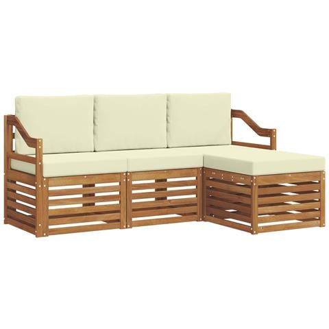 Set divani 4 pcs Naturale e Crema Legno di Acacia Massello - Foto 1