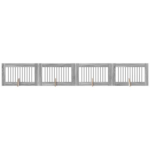 Cancello per cani con supporti 4 pcs Grigio Sonoma 100 x 60 cm - Foto 1
