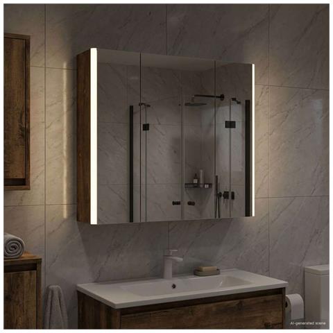 Mobiletto per specchio da bagno Rovere fumé - Foto 2