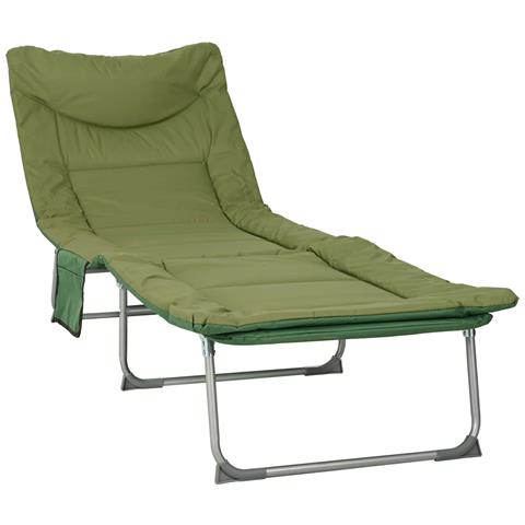 Lettino prendisole pieghevole con cuscino Verde Scuro - Foto 1
