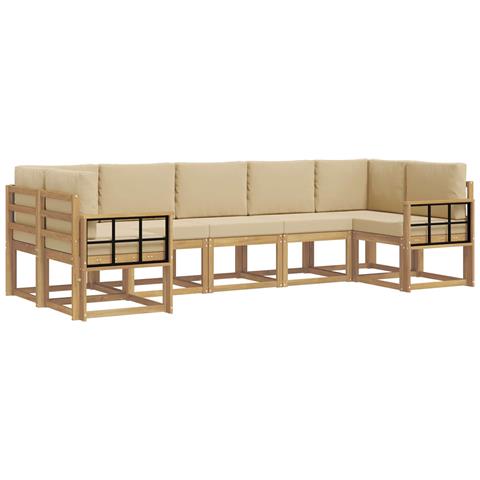 Set di divani da esterno con cuscino 7 pcs Bianco e Beige - Foto 1