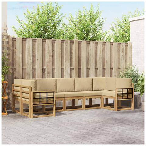 Set di divani da esterno con cuscino 7 pcs Bianco e Beige - Foto 2