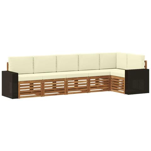 Set divano sezionale con cuscino 6 pcs Naturale e Crema - Foto 1