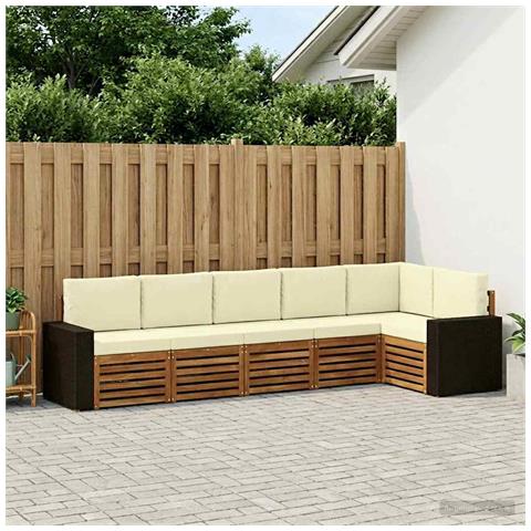 Set divano sezionale con cuscino 6 pcs Naturale e Crema - Foto 2