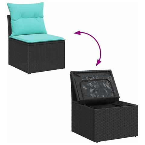 Set Divano da Giardino 9 pcs Nero e Turchese polyrattan - Foto 9