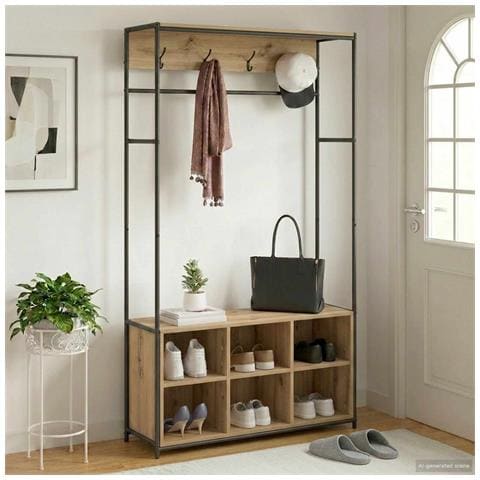 Appendiabiti con panca per scarpe Rovere Artigianale - Foto 2