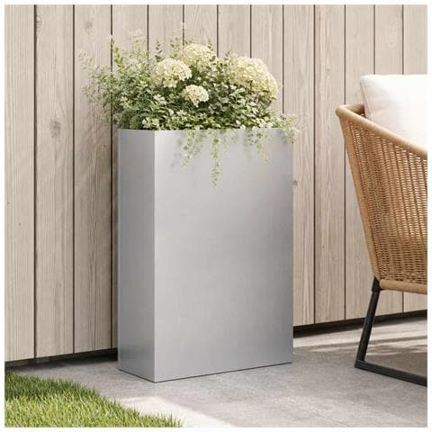 Vaso da giardino Argento 50 x 20 x 75 cm Acciaio zincato - Foto 2