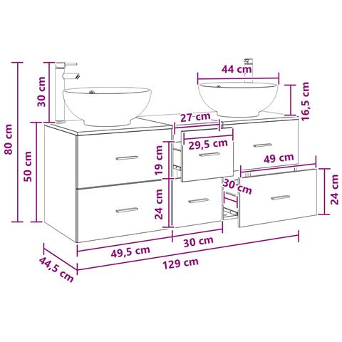 Set di mobili per il bagno 3 pz Sonoma grigio - Foto 10