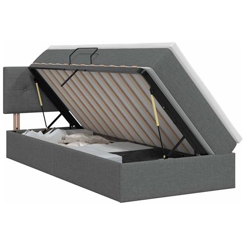 Letto con contenitore e materasso Grigio Scuro 100 x 200 cm - Foto 1