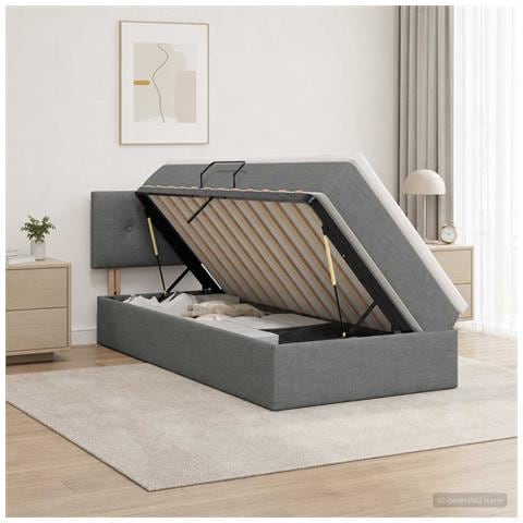 Letto con contenitore e materasso Grigio Scuro 100 x 200 cm - Foto 2