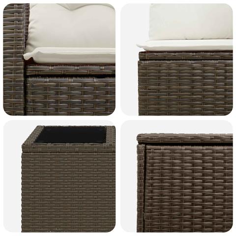 Set di divani 6 pz Marrone e Bianco Crema - Foto 2