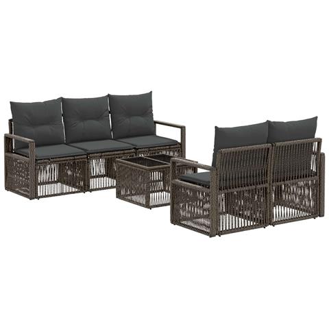 Set Divano da Giardino 6 pz Grigio polyrattan - Foto 2