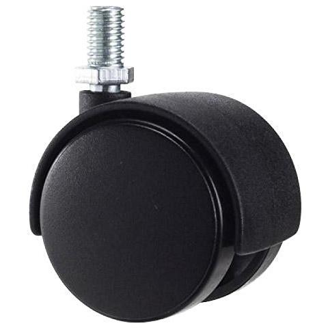 Ruota Doppia in Nylon con Perno Girevole Ø 50 mm Filetto 10x15 mm Maurer 2pz