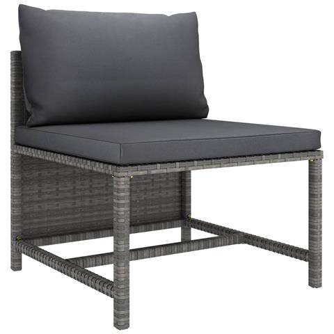 Set Divani da Giardino 8 pz con Cuscini in Polyrattan Grigio - Foto 2