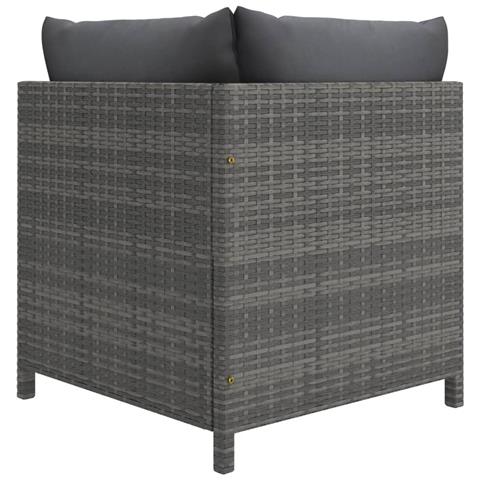 Set Divani da Giardino 8 pz con Cuscini in Polyrattan Grigio - Foto 10
