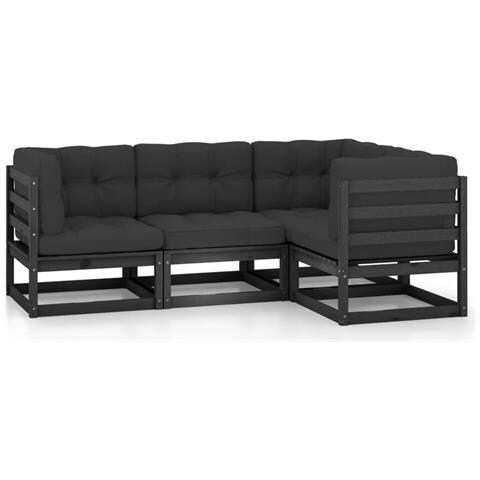 Set Divani Da Giardino 4 Pz Con Cuscini Legno Massello Di Pino - Foto 1