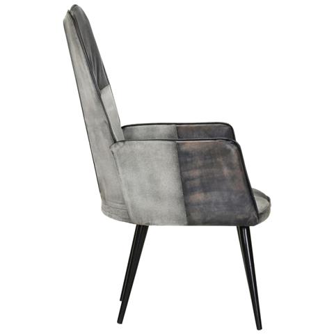 Poltrona Wingback Grigia In Vera Pelle - Foto 10