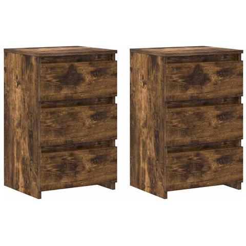 Comodini Rovere Fumo 2 pz 40x35x62,5 cm in Legno Multistrato - Foto 1