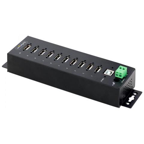 StarTech.com Hub USB 2.0 a 10 porte, hub di ricarica robusto con protezione ESD livello 4, Moltiplicatore di porte USB-A industriale montabile su DIN/parete/scrivania, splitter/sdoppiatore USB con porte bloccabili - Foto 2