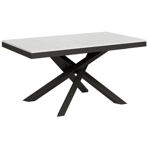 Tavolo Allungabile 90x160/420 Cm Volantis Evolution Telaio Antracite - Bianco Frassino - Foto 1