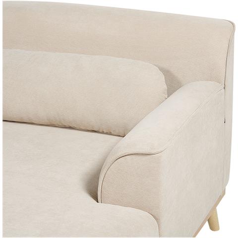 Divano Angolare Simos Velluto A Coste Beige Chiaro 3 Posti Lato Sinistro - Foto 8