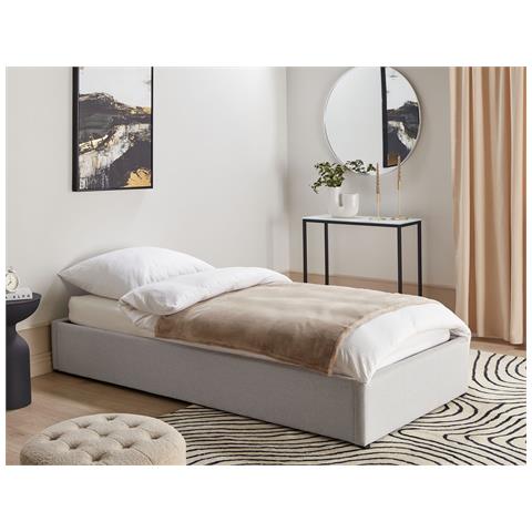 Letto Singolo Contenitore Tessuto Grigio Chiaro 90 X 200 Cm Dinan - Foto 1