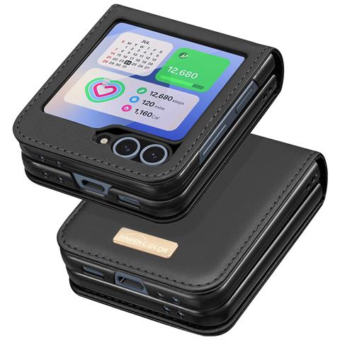 Cover Per Samsung Galaxy Z Flip6 Retro In Pelle Vegan Interno Rigido - Foto 5