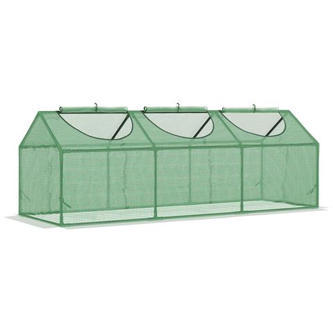 Mini Serra Da Giardino Con 3 Finestre Avvolgibili E Copertura Pe Anti-uv, 180x60x60cm, Verde - Foto 1