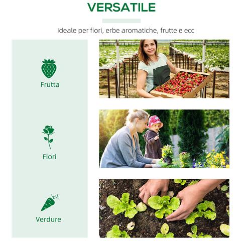 Mini Serra Da Giardino Con 3 Finestre Avvolgibili E Copertura Pe Anti-uv, 180x60x60cm, Verde - Foto 6