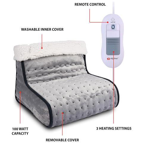 Scalda Piedi Elettrico Ciabattona Scaldapiedi Termico 100W Casa Ufficio Grigio - Foto 4