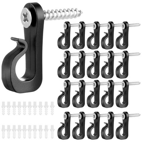 Confezione Da 20 Ganci Per Luci In Plastica Con Viti Black - Foto 1