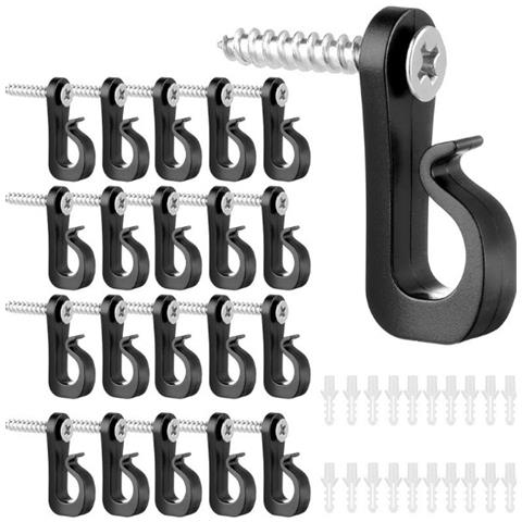 Confezione Da 20 Ganci Per Luci In Plastica Con Viti Black - Foto 2