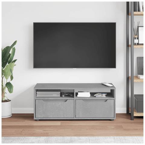Mobile Tv Visnes Grigio Cemento 100x40x38 Cm Legno Multistrato - Foto 3