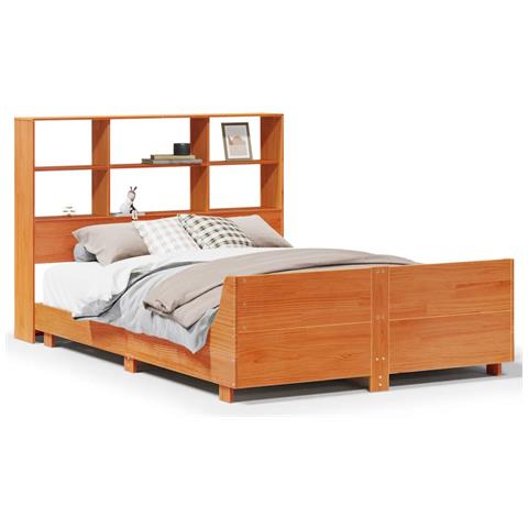 Letto Senza Materasso Marrone Cera 120x190 Cm In Legno Di Pino - Foto 2