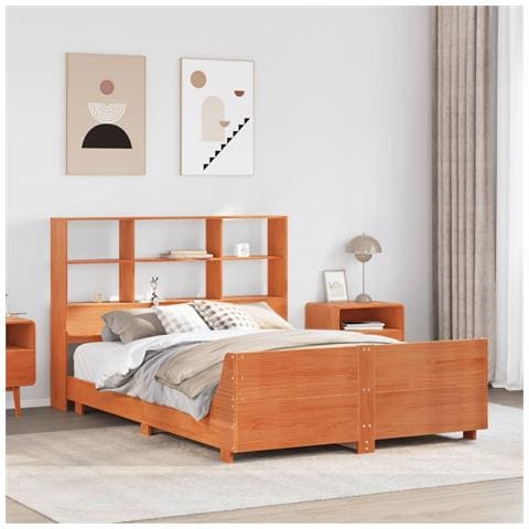 Letto Senza Materasso Marrone Cera 120x190 Cm In Legno Di Pino - Foto 1