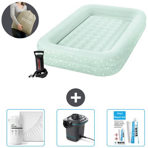 Set Materassino Gonfiabile - 168x107x25 Cm - Beige - Include Accessori Coordinati Cb4 - Foto 1