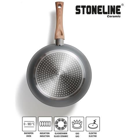 Batteria Pentole E Padelle In Ceramica 14 Pezzi 18/20/24 Cm Con Coperchi, Effetto Legno - Foto 2