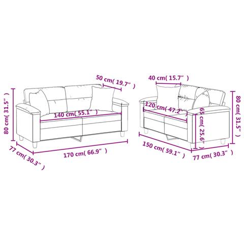 Set di Divani 2 pz con Cuscini Crema in Similpelle - Foto 8