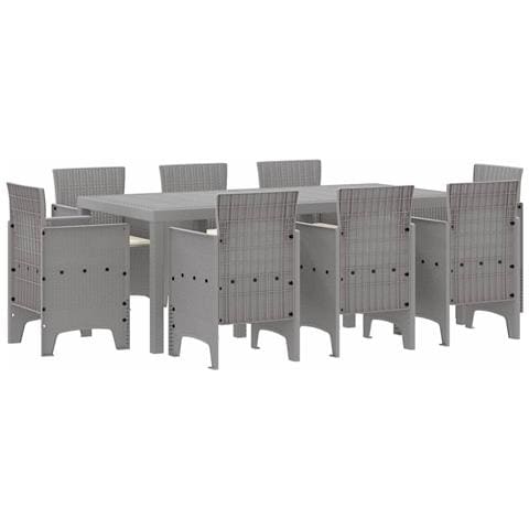 Set da pranzo da giardino da 9 pezzi con cuscini leggeri in polirattan - Foto 1