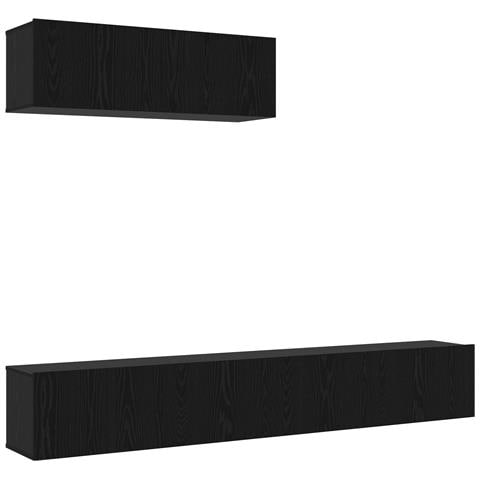 Set Mobile TV 3 Pezzi Montato a Parete Rovere Nero Legno Ingenerizzato - Foto 1