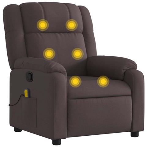 Poltrona Massaggiante Reclinabile Marrone Scuro in Tessuto - Foto 1