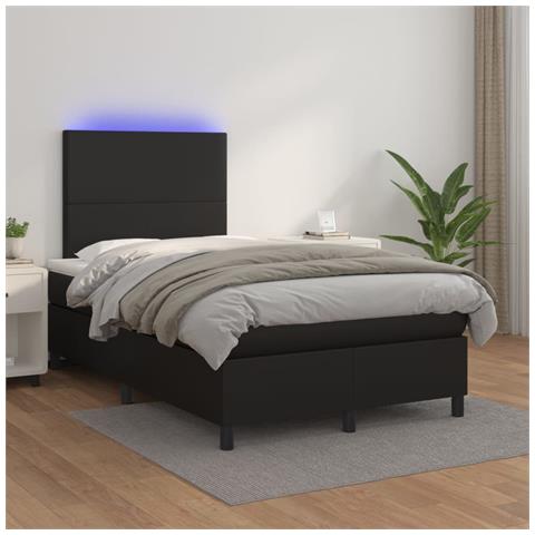 Giroletto a Molle con Materasso e LED Nero 120x200cm Similpelle - Foto 2