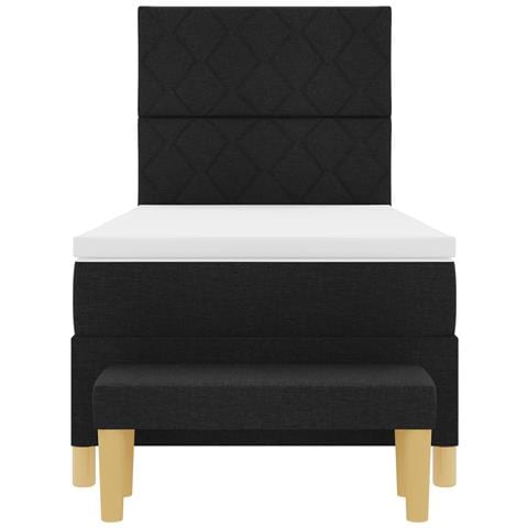 Letto a Molle con Materasso e Panca Nera 90x200 cm Tessuto - Foto 9