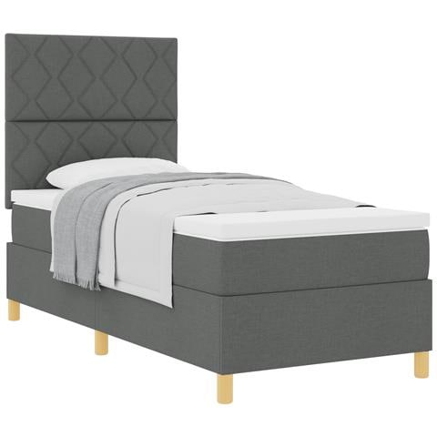 Letto a Rete con Materasso Grigio Scuro 100x200 cm Tessuto - Foto 1