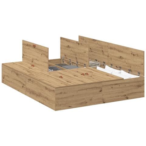 Letto contenitore  in rovere artigianale 150x200 cm - Foto 1