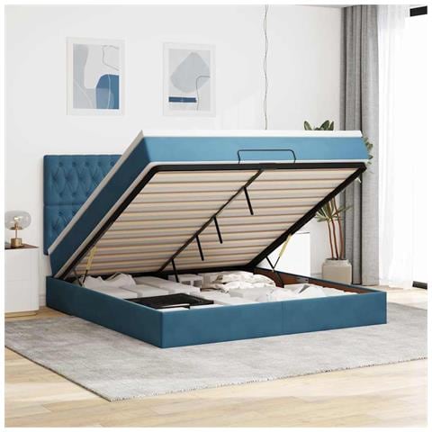 Struttura Letto Pouf con Materassi 160x200 cm Velluto - Foto 2