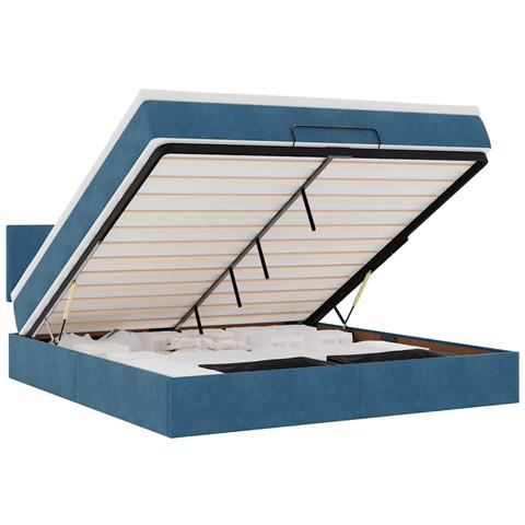 Struttura Letto Pouf con Materasso 160x200 cm in Velluto - Foto 1