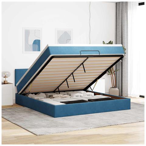 Struttura Letto Pouf con Materasso 160x200 cm in Velluto - Foto 2